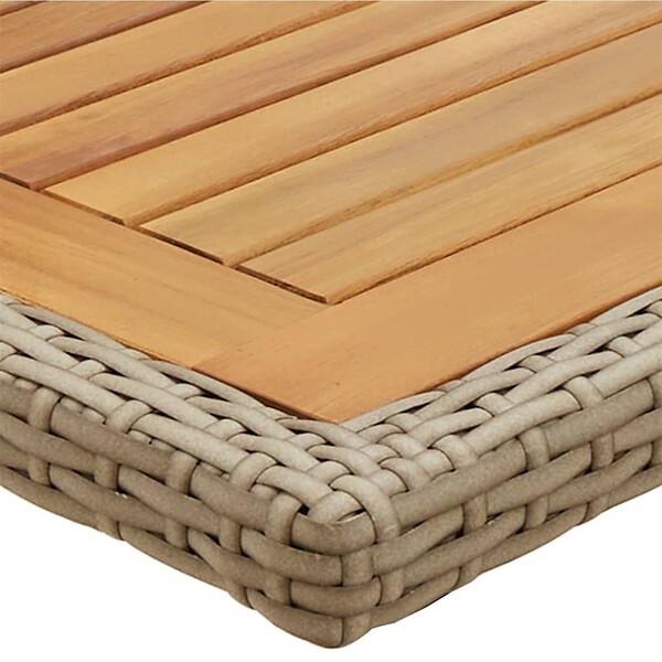 VIDAXL - vidaXL Table de jardin Beige Bois massif d'acacia et poly rotin - large