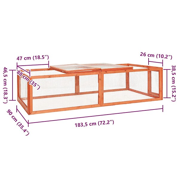 VIDAXL - vidaXL Clapier 183x90x46,5 cm Bois de sapin massif - large