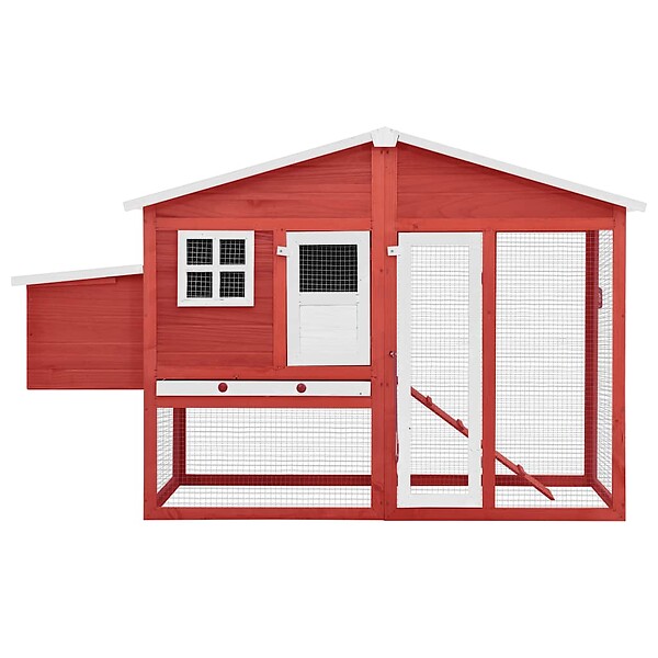 VIDAXL - vidaXL Poulailler avec nichoir Rouge et blanc Bois de sapin massif - large