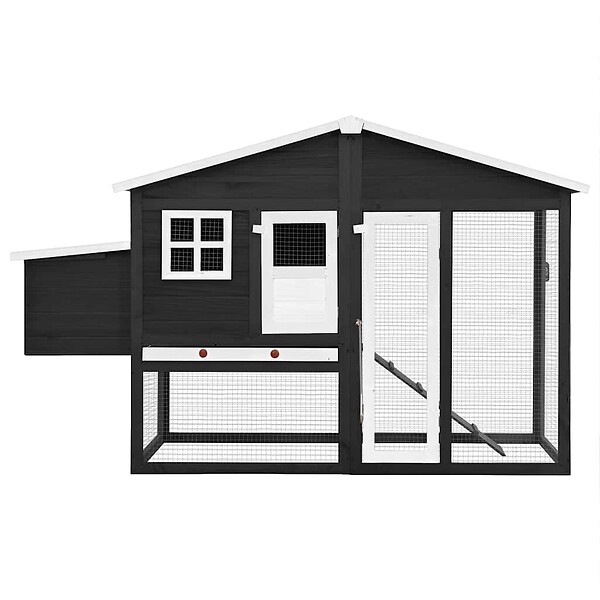VIDAXL - vidaXL Poulailler avec nichoir Gris et blanc Bois de sapin massif - large