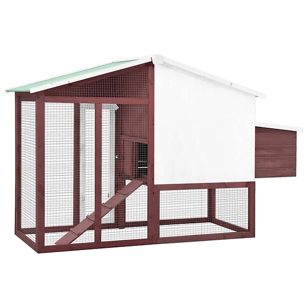 VIDAXL - vidaXL Poulailler avec nichoir Moka et blanc Bois de sapin massif - large