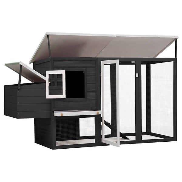 VIDAXL - vidaXL Poulailler d'extérieur avec 1 nichoir Gris Bois - large