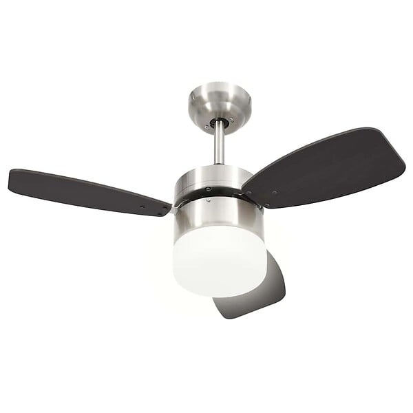 VIDAXL - vidaXL Ventilateur de plafond lampe et télécommande 76 cm Marron foncé - large
