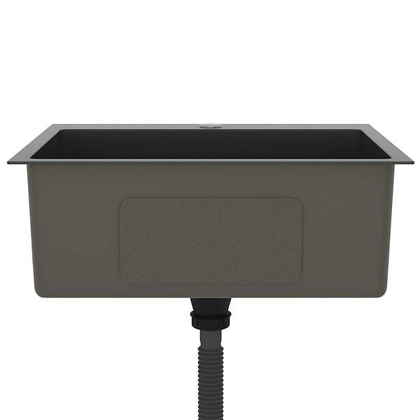 VIDAXL - vidaXL Évier de cuisine fait main Noir Acier inoxydable - large