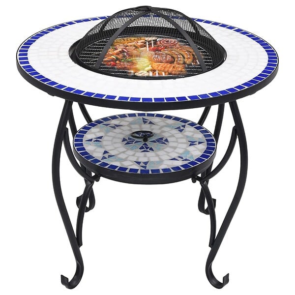 VIDAXL - vidaXL Table de foyer mosaïque Bleu et blanc 68 cm Céramique - large
