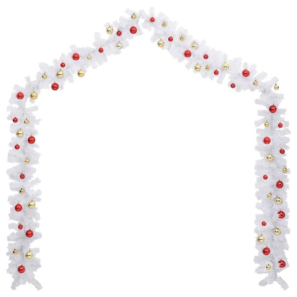 VIDAXL - vidaXL Guirlande de Noël décorée avec boules Blanc 10 m - large
