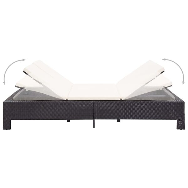 VIDAXL - vidaXL Transat à 2 places avec coussin Noir Résine tressée - large