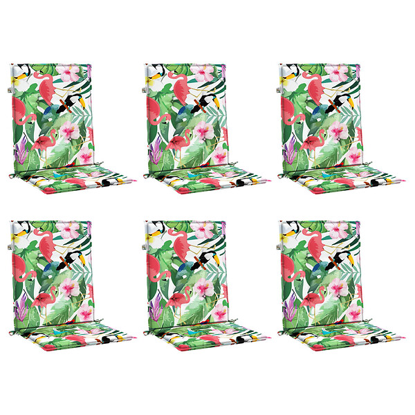 VIDAXL - vidaXL Coussins de chaise à dossier bas lot de 6 multicolore tissu - large