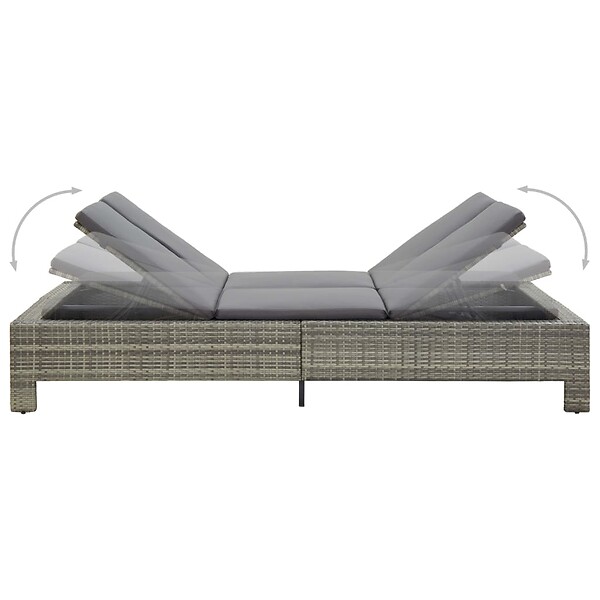 VIDAXL - vidaXL Transat à 2 places avec coussin Gris Résine tressée - large
