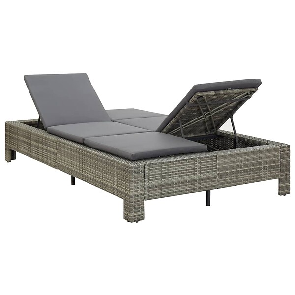 VIDAXL - vidaXL Transat à 2 places avec coussin Gris Résine tressée - large
