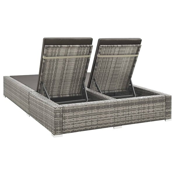 VIDAXL - vidaXL Chaise longue double Résine tressée Gris - large