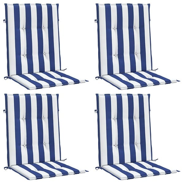 VIDAXL - vidaXL Coussins de chaise à dossier bas lot de 4 rayures bleu et blanc - large