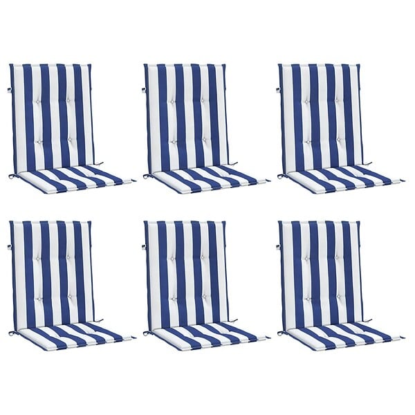 VIDAXL - vidaXL Coussins de chaise à dossier bas lot de 6 rayures bleu et blanc - large