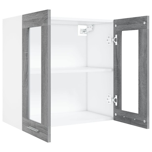 VIDAXL - vidaXL Armoire en verre suspendue "Lyon" Sonoma gris - large