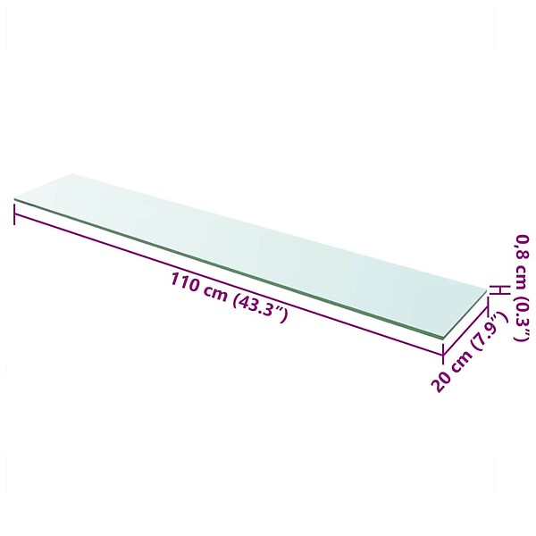 VIDAXL - vidaXL Panneau pour étagère de salon chambre Verre transparent 110 x 20 cm - large