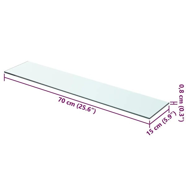 VIDAXL - vidaXL Panneau pour étagère de salon chambre Verre transparent 70 x 15 cm - large