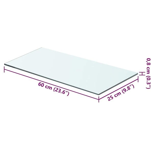 VIDAXL - vidaXL Panneau pour étagère de salon chambre Verre transparent 60 x 25 cm - large
