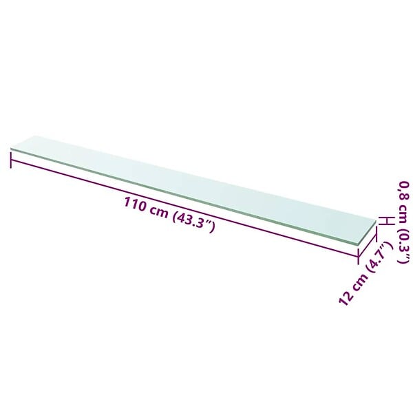 VIDAXL - vidaXL Panneau pour étagère de salon chambre Verre transparent 110 x 12 cm - large