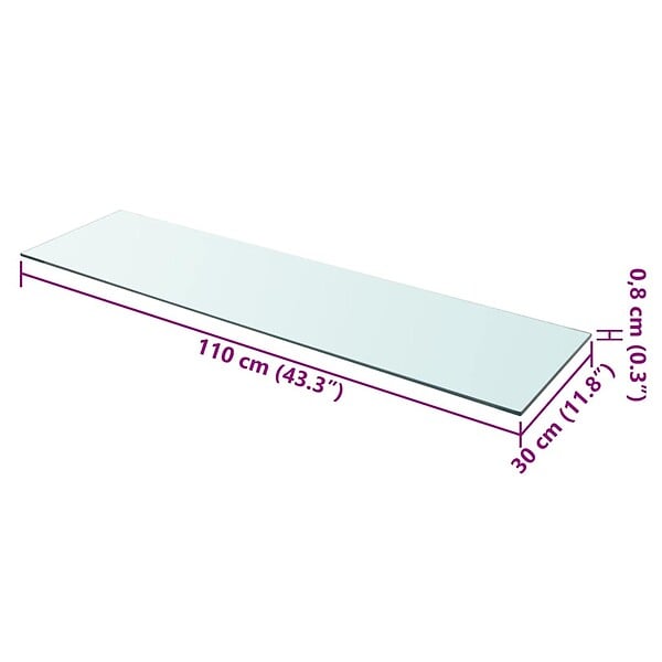 VIDAXL - vidaXL Panneau pour étagère de salon chambre Verre transparent 110 x 30 cm - large
