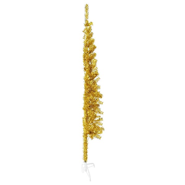 VIDAXL - vidaXL Demi sapin de Noël artificiel mince avec support Doré 150 cm - large