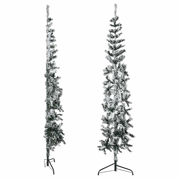 VIDAXL - vidaXL Demi sapin de Noël artificiel mince avec neige floquée 180 cm - large