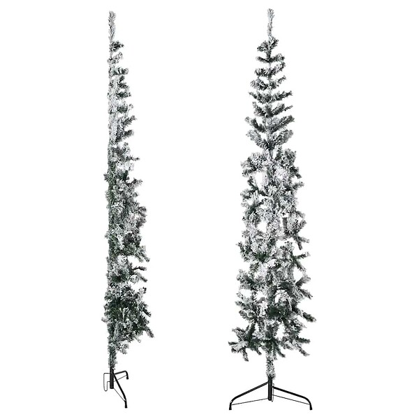 VIDAXL - vidaXL Demi sapin de Noël artificiel mince avec neige floquée 210 cm - large