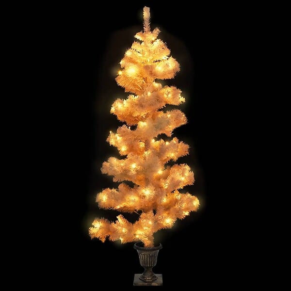 VIDAXL - vidaXL Arbre de Noël hélicoïdal pré-éclairé avec pot blanc 120 cm PVC - large