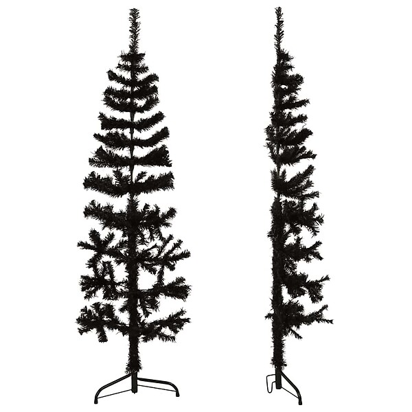 VIDAXL - vidaXL Demi sapin de Noël artificiel mince avec support Noir 120 cm - large