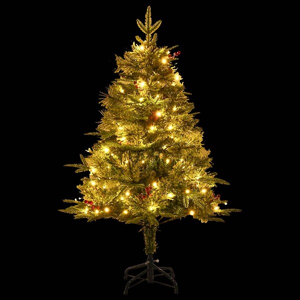 VIDAXL - vidaXL Sapin de Noël pré-éclairé et pommes de pin vert 120cm PVC et PE - large