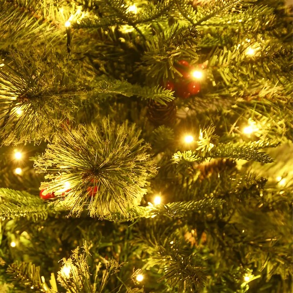 VIDAXL - vidaXL Sapin de Noël pré-éclairé et pommes de pin vert 120cm PVC et PE - large