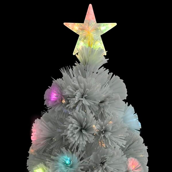 VIDAXL - vidaXL Arbre de Noël artificiel pré-éclairé blanc 120 cm fibre optique - large