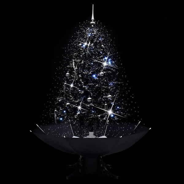 VIDAXL - vidaXL Arbre de Noël neigeux avec base de parapluie Noir 140 cm PVC - large