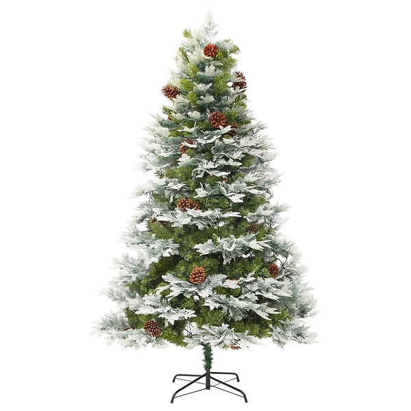 VIDAXL - vidaXL Sapin de Noël pré-éclairé et pommes de pin vert 195cm PVC et PE - large