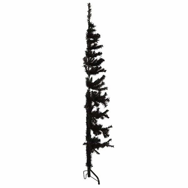 VIDAXL - vidaXL Demi sapin de Noël artificiel mince avec support Noir 150 cm - large