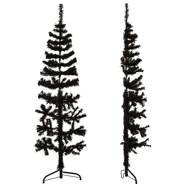 VIDAXL - vidaXL Demi sapin de Noël artificiel mince avec support Noir 150 cm - large