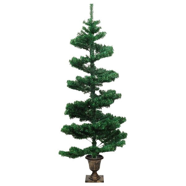 VIDAXL - vidaXL Arbre de Noël hélicoïdal pré-éclairé avec pot vert 120 cm PVC - large