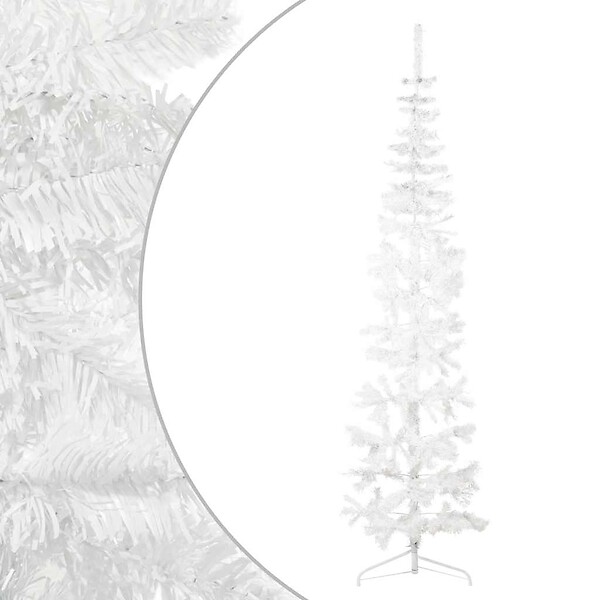 VIDAXL - vidaXL Demi sapin de Noël artificiel mince avec support Blanc 210 cm - large