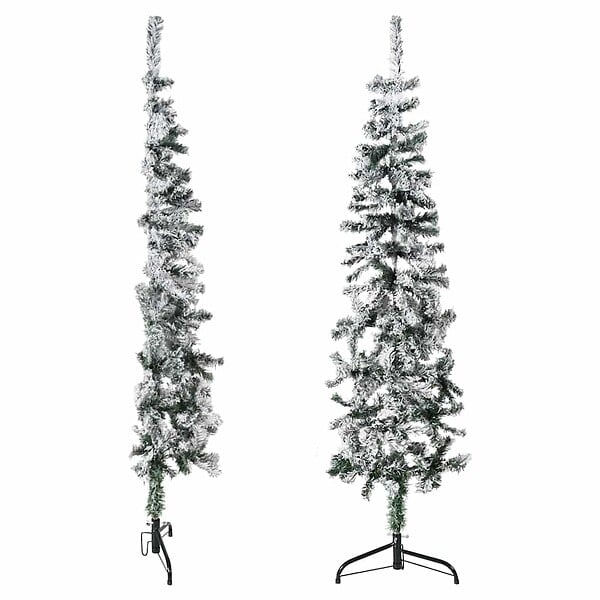 VIDAXL - vidaXL Demi sapin de Noël artificiel mince avec neige floquée 150 cm - large