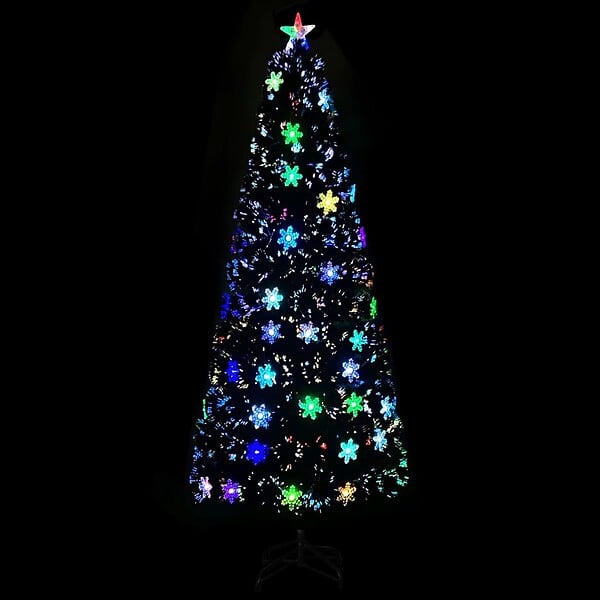 VIDAXL - vidaXL Sapin de Noël et flocons de neige LED Noir 240 cm Fibre optique - large