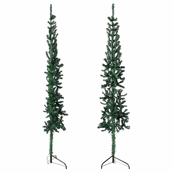 VIDAXL - vidaXL Demi sapin de Noël artificiel mince avec support Vert 210 cm - large