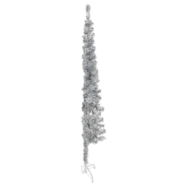 VIDAXL - vidaXL Demi sapin de Noël artificiel mince avec support Argenté 120 cm - large