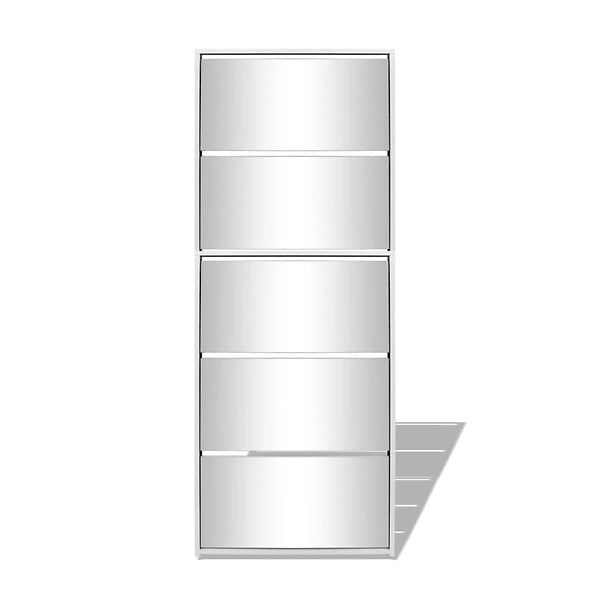 VIDAXL - vidaXL Meuble à  chaussures 5 étagères et miroir 63x17x169,5 cm Blanc - large
