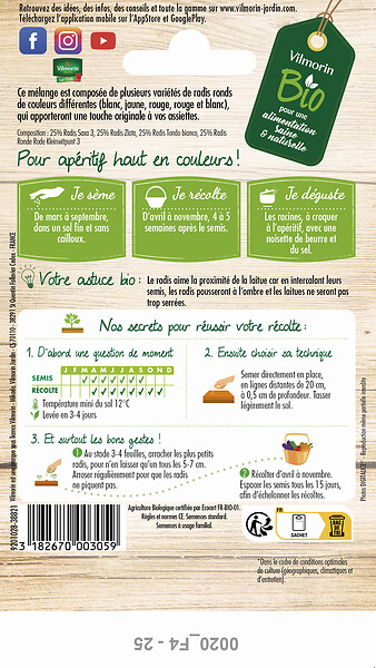 VILMORIN - Radis melange de couleurs bio vilmorin - large