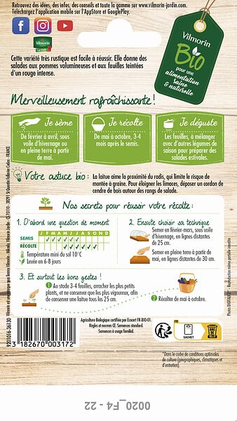 VILMORIN - Laitue pommee merveille des 4 saisons bio vilmorin - large