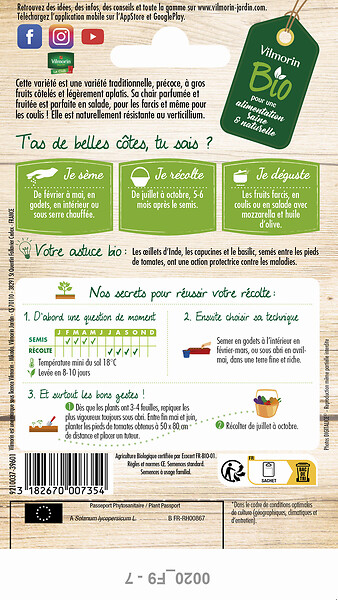 VILMORIN - Graines potagères bio - Tomate Marmande - Variété précoce - large