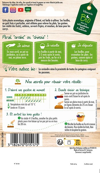 VILMORIN - Graines de coriandre bio - Vilmorin - 0,5 kg - large