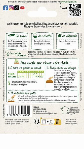 VILMORIN - Graines de Mâche Ronde Maraîchère - 3000 graines - large