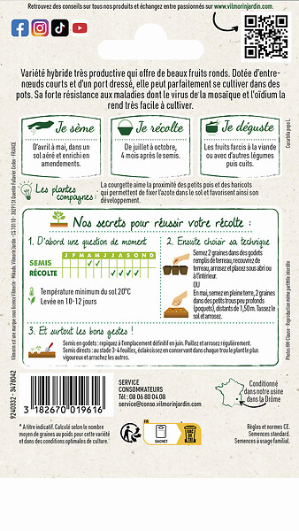 VILMORIN - Courgette ronde Boldenice F1 - Graines - 2g - large