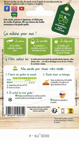 VILMORIN - Mâche a grosse graine bio Vilmorin - large