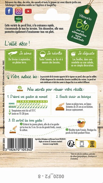 VILMORIN - Persil frisé vert foncé - large